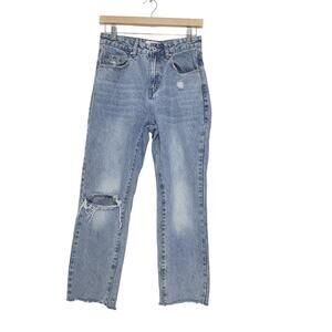 Cotton On | Distressed Raw Hem Cropped Mom Jeans